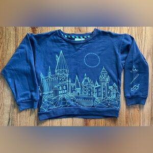 Harry Potter navy blue castle Sweatshirt, girls size M 8